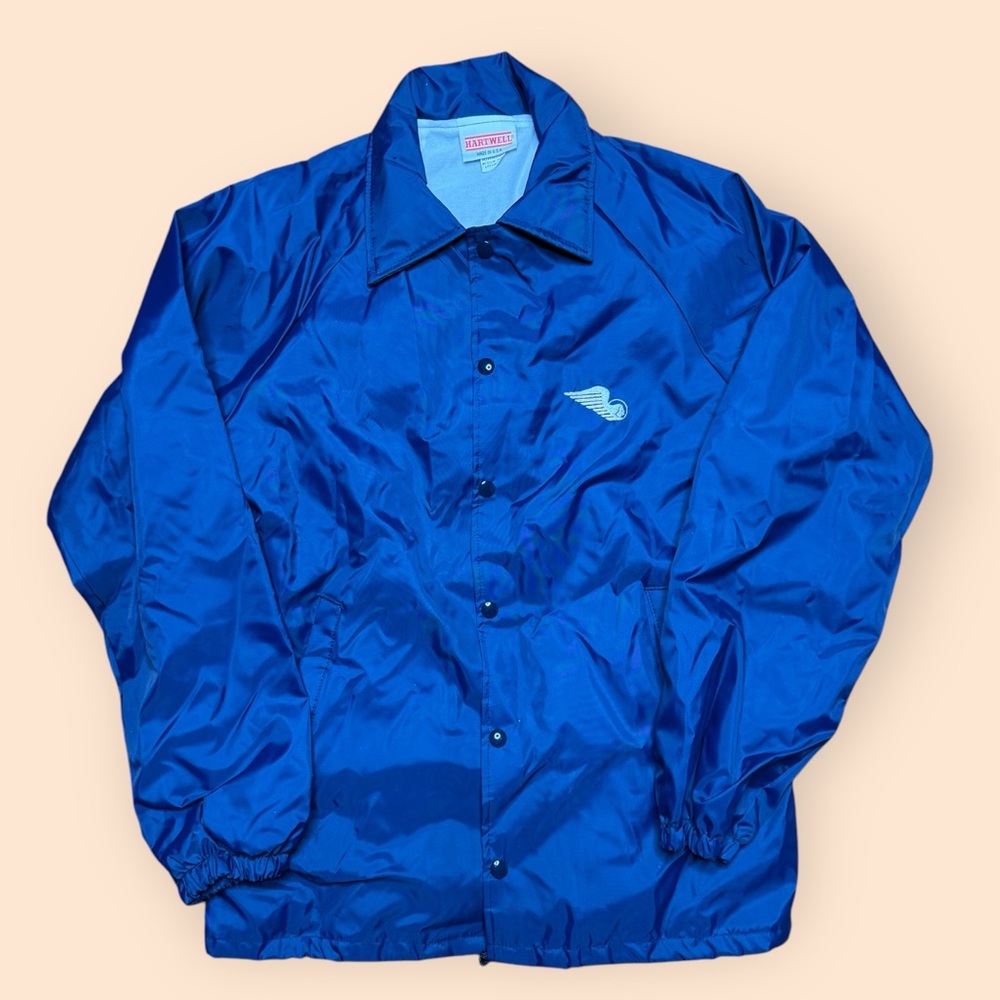 Vintage 1980s Hartwell Windbreaker Button Up Jacket Medium Blue Vtg 80s